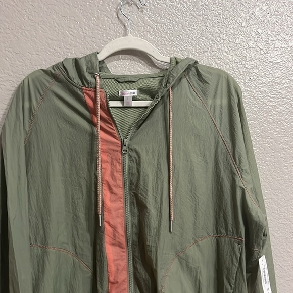 Flirtitude Windbreaker jacket olive green and pink jacket size Large - Picture 7 of 15